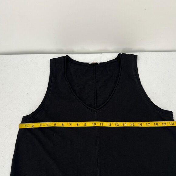 Lilla P Women's XL V-Neck Maxi Tank Dress Black Sleeveless Curved Hem Knit Shift - Picture 9 of 11